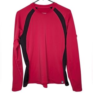SUGOI Women's Red Black Athletic Crew Neck Long Sleeve Tee Shirt Size Large
